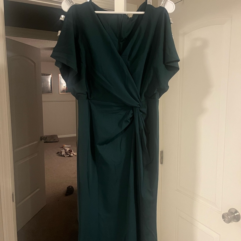 Elegant Dark Green Wrap Dress